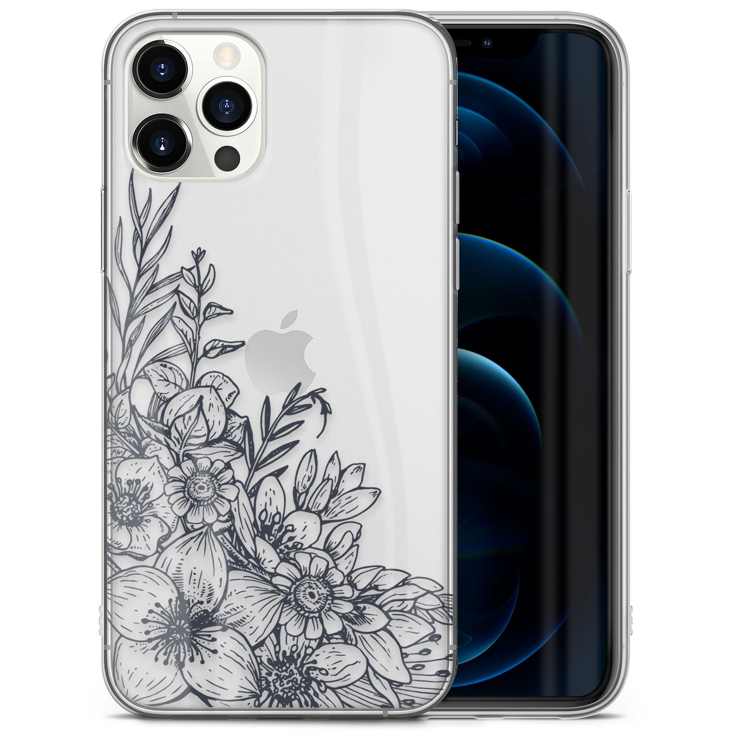 TPU Clear case with (Garden Flowers) Design for iPhone & Samsung Phones
