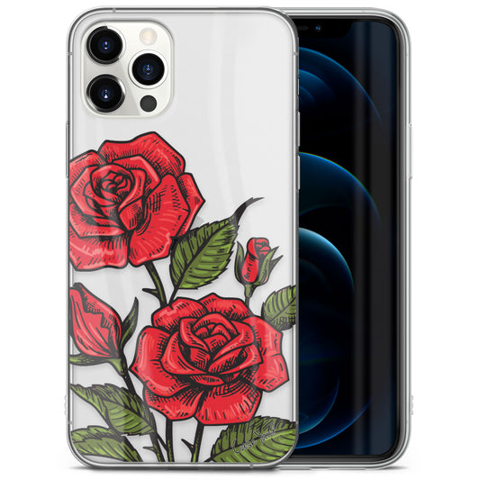 TPU Clear case with (Rose Bouquet) Design for iPhone & Samsung Phones