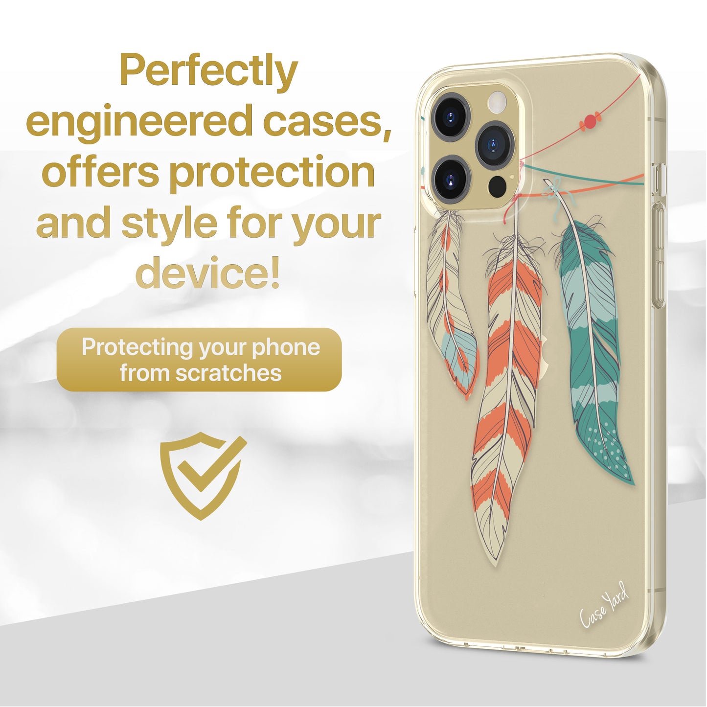 Colored Feather TPU Clear Phone Case for iPhone & Samsung Phones
