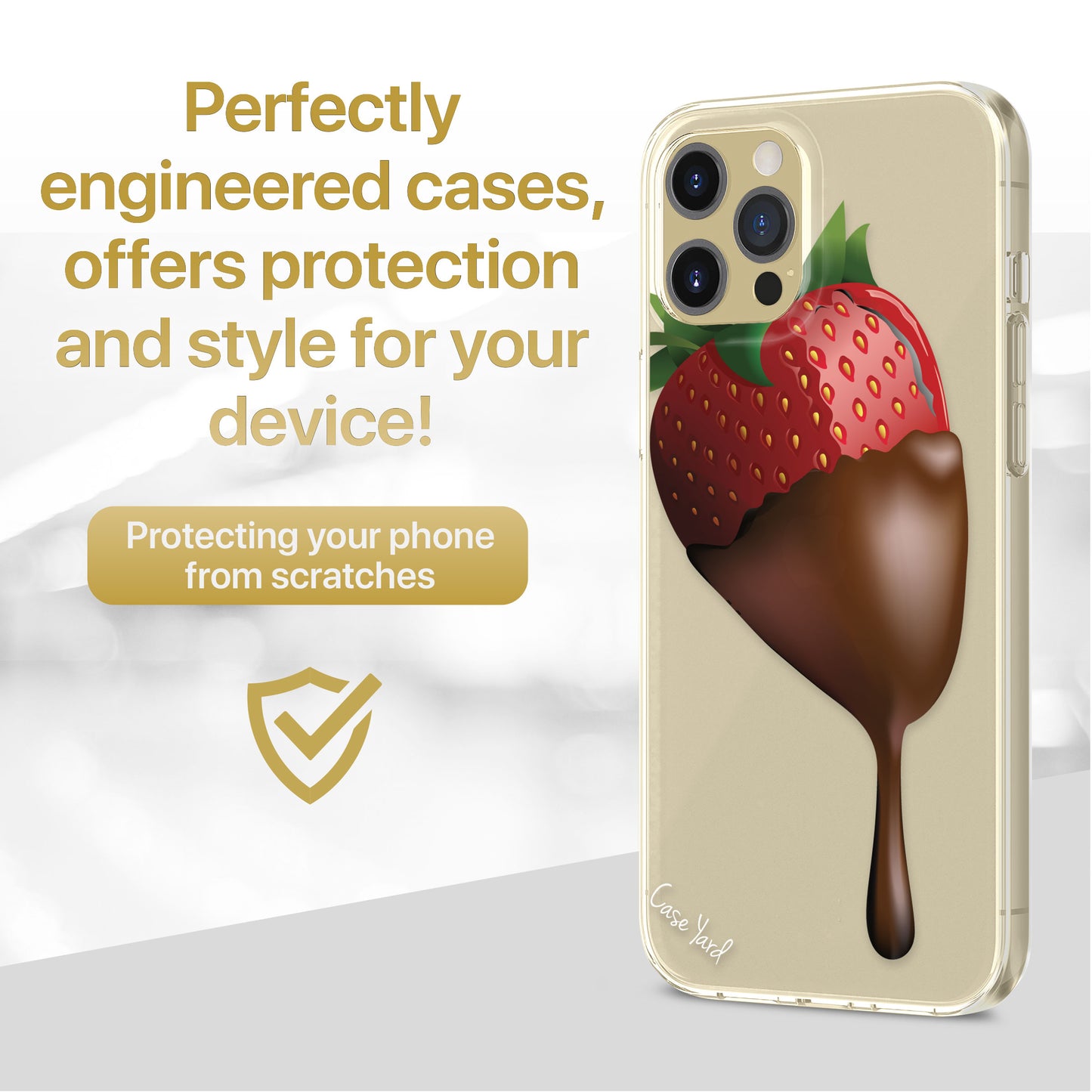 TPU Case Clear case with (Strawberry Chocolate) Design for iPhone & Samsung Phones