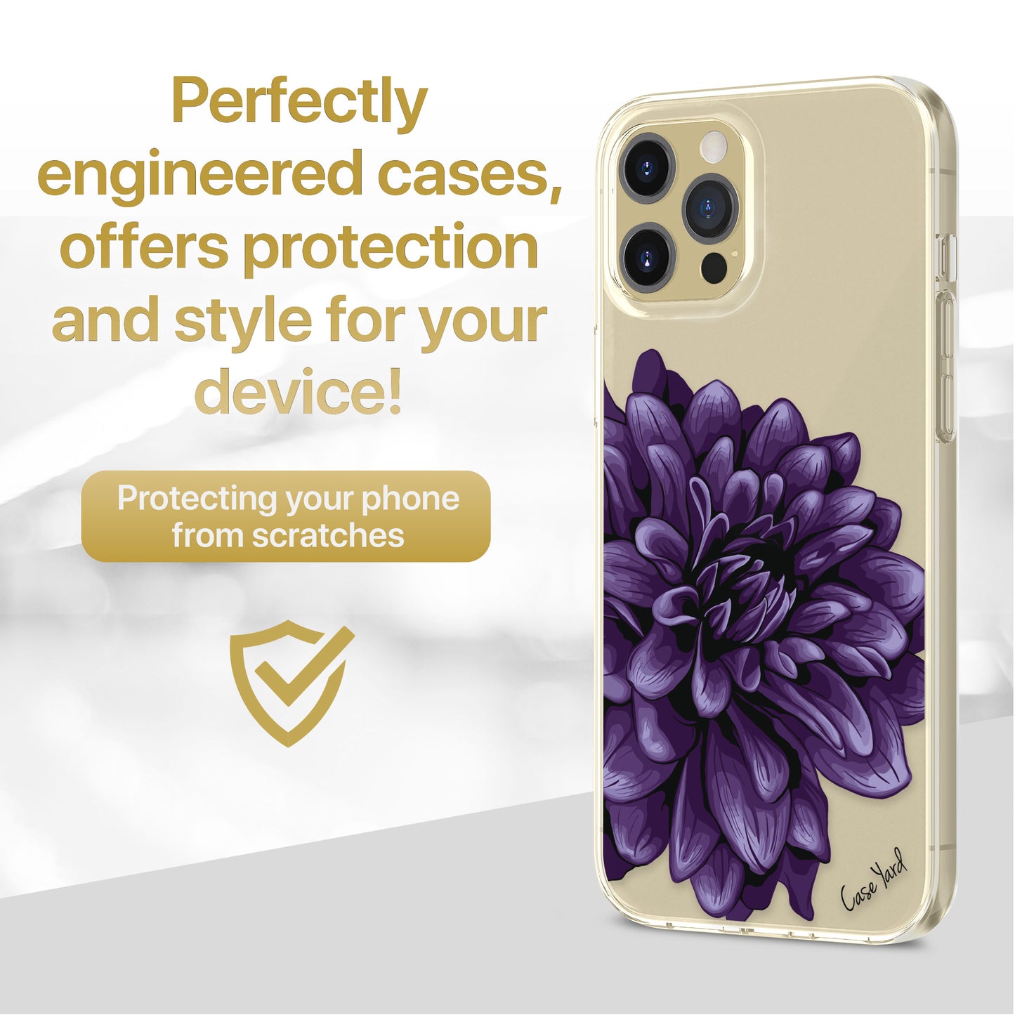 TPU Clear case with (Dahlia) Design for iPhone & Samsung Phones