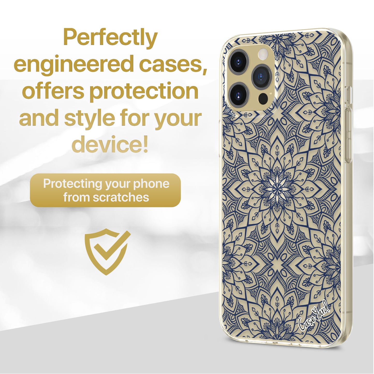 TPU Clear case with (Bohemian Tile) Design for iPhone & Samsung Phones