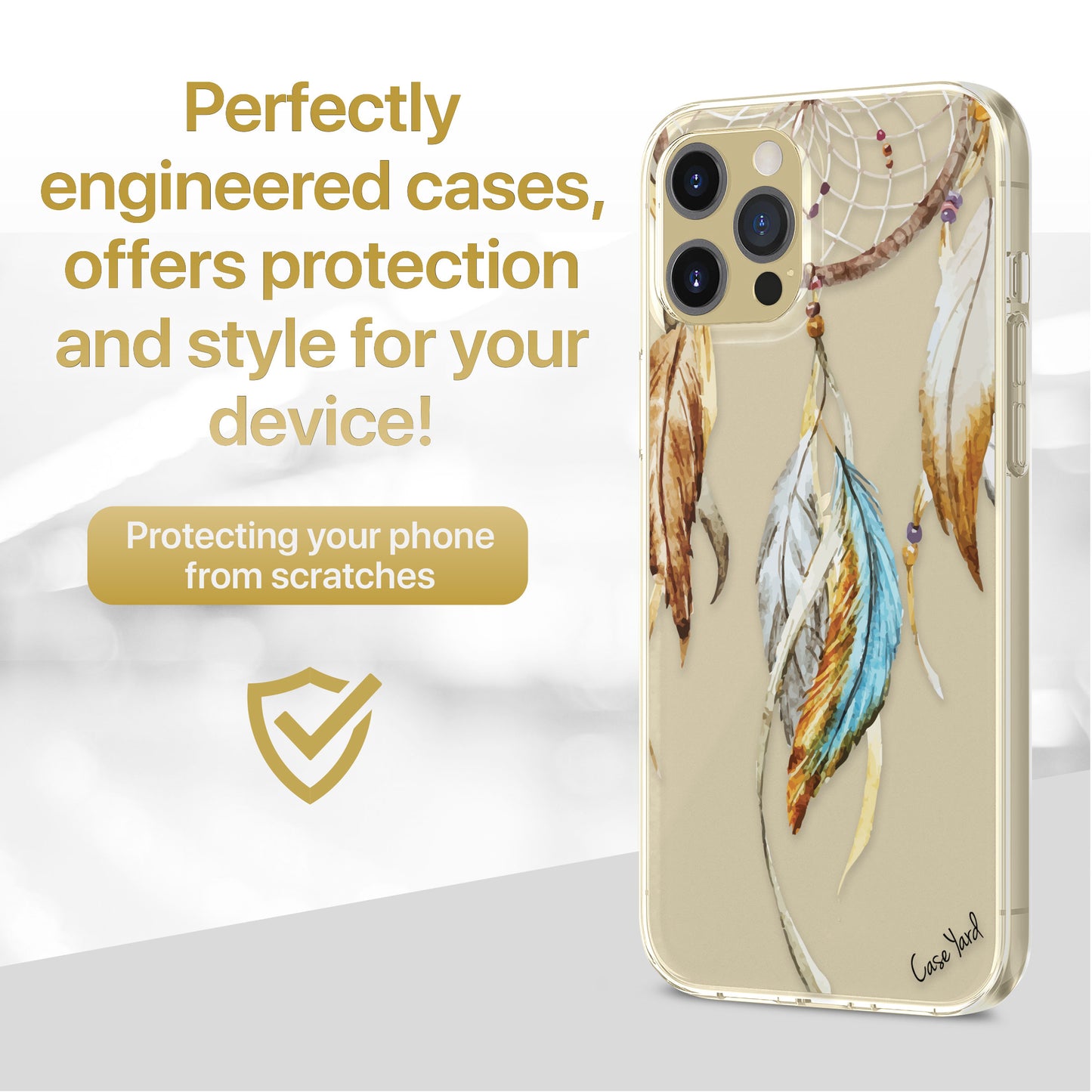 TPU Clear case with (Watercolor Mandala) Design for iPhone & Samsung Phones