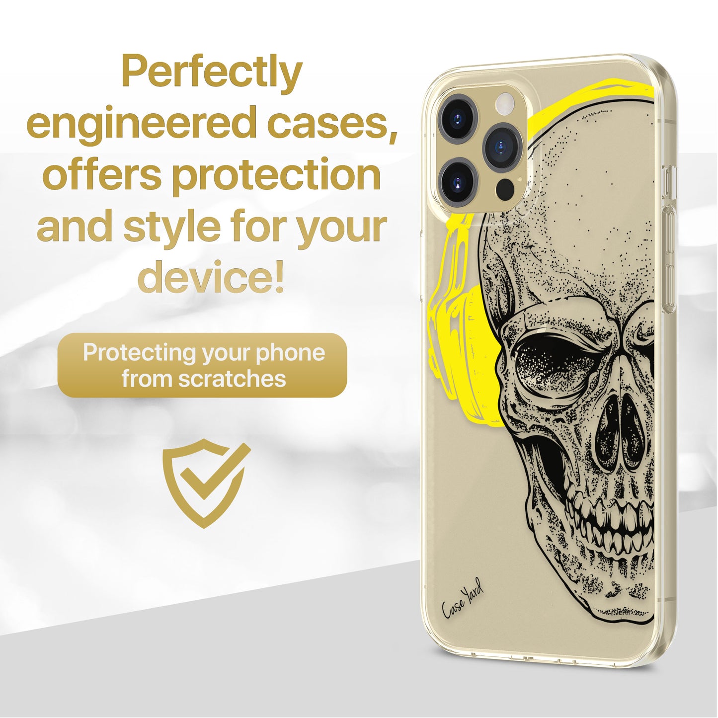 Headphone Skull TPU Clear Phone Case for iPhone & Samsung Phones