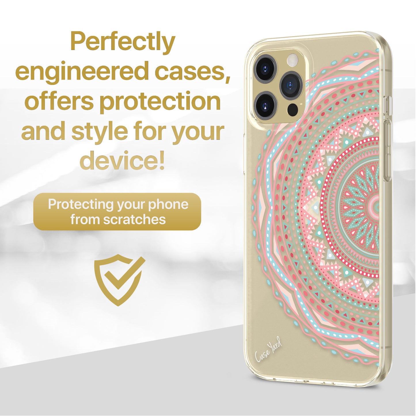 TPU Clear case with (Half Anna Mandala) Design for iPhone & Samsung Phones