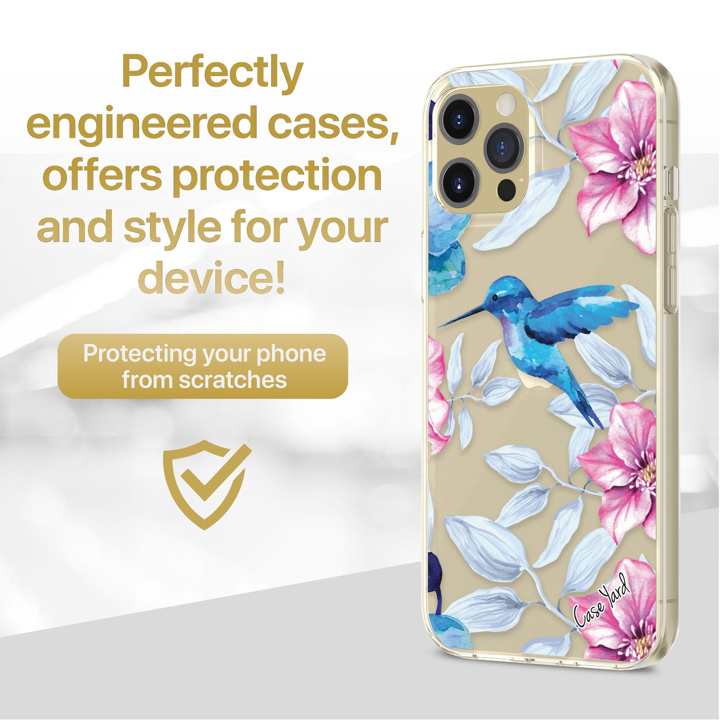 TPU Clear case with (Summer Hummingbird) Design for iPhone & Samsung Phones