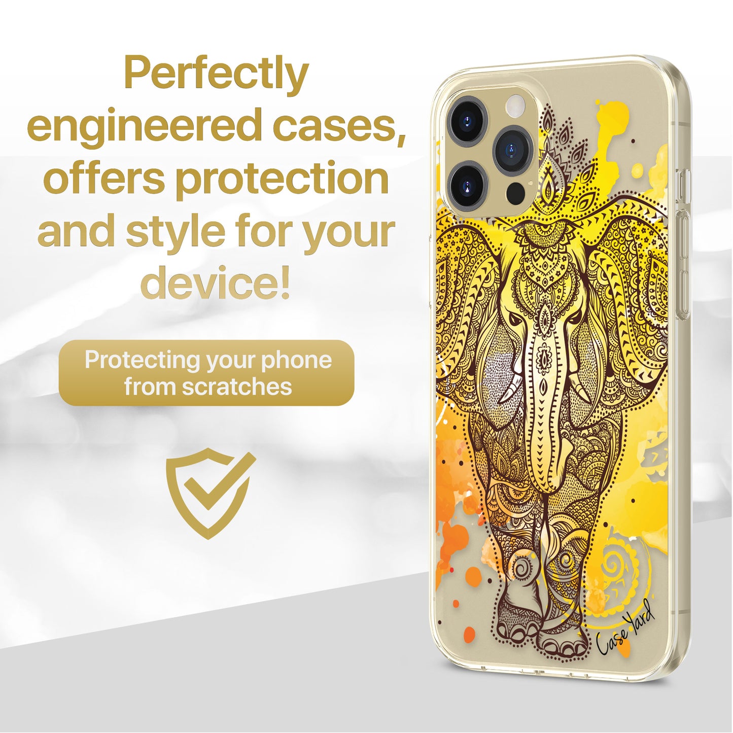 TPU Clear case with (Elephant Stain) Design for iPhone & Samsung Phones