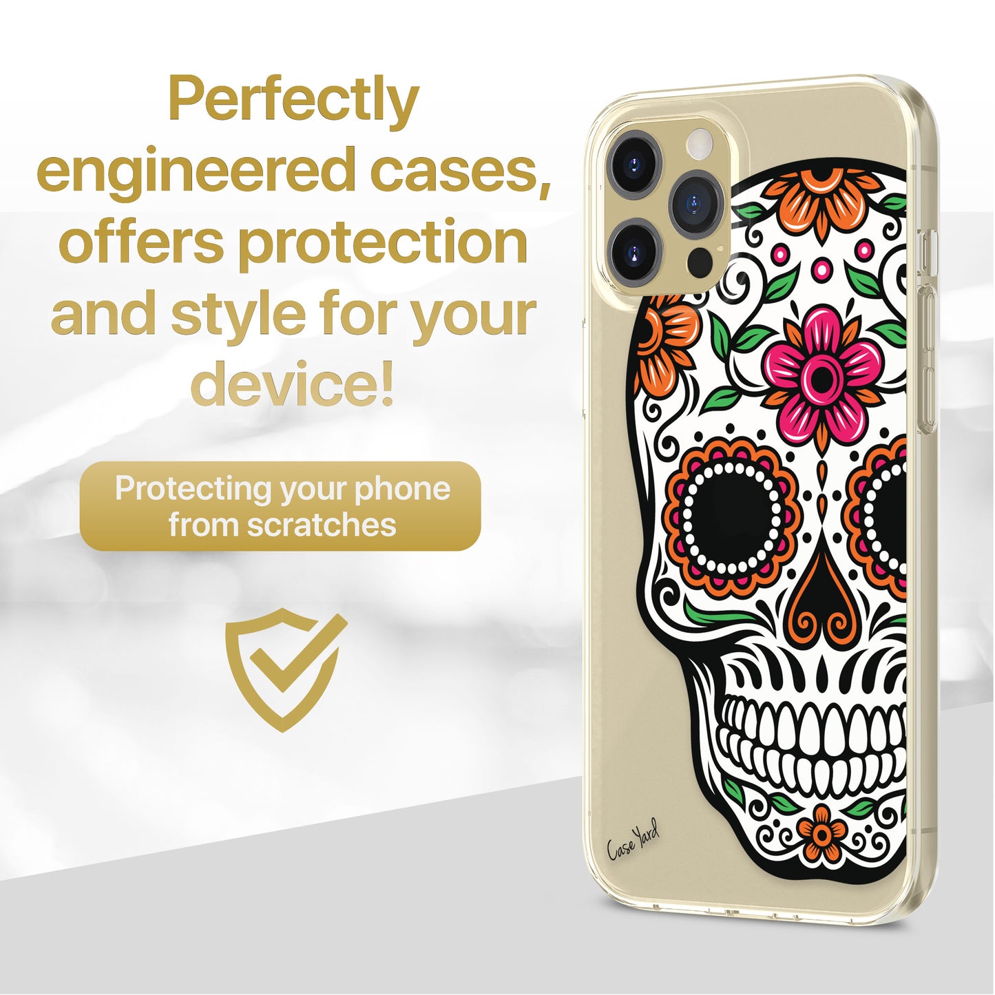 Color Sugar Skull TPU Clear Phone Case for iPhone & Samsung Phones