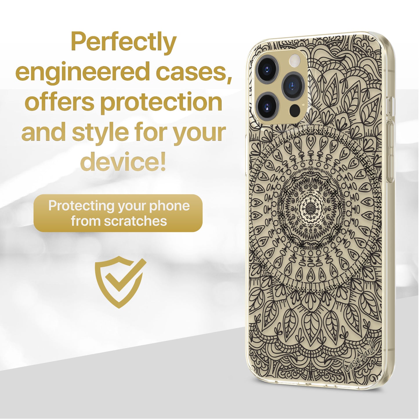 TPU Clear case with (Floral Mandala) Design for iPhone & Samsung Phones