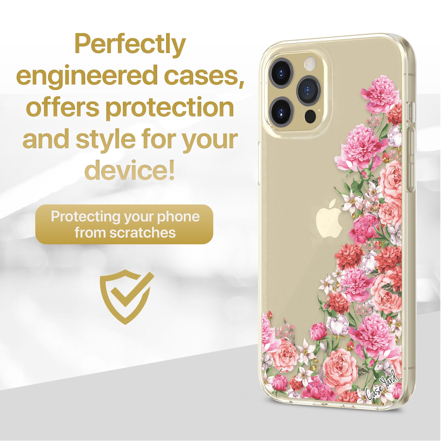 TPU Clear case with (Garden Roses) Design for iPhone & Samsung Phones