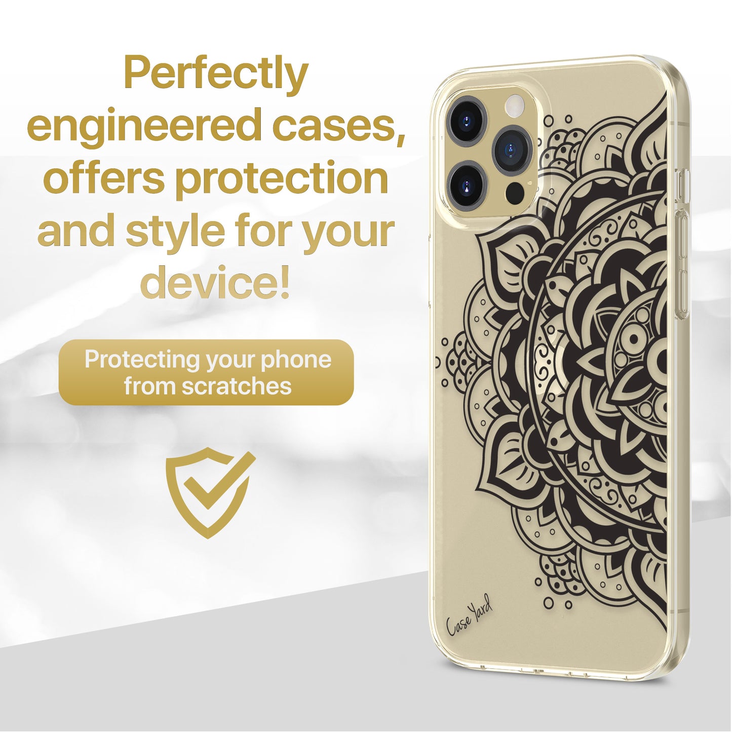 TPU Case Clear case with (Flower Mandala 2) Design for iPhone & Samsung Phones