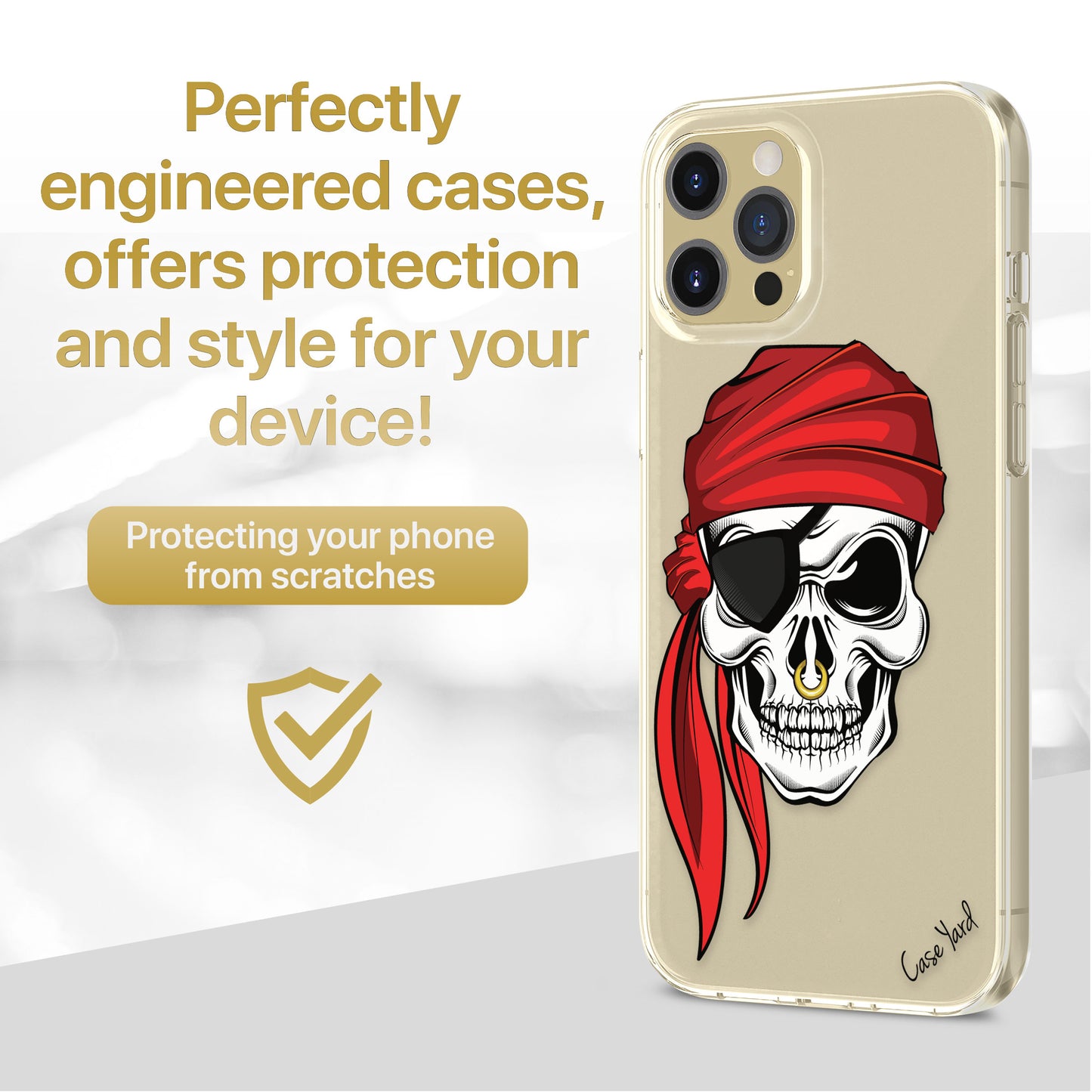 TPU Case Clear case with (Pirate Skull) Design for iPhone & Samsung Phones