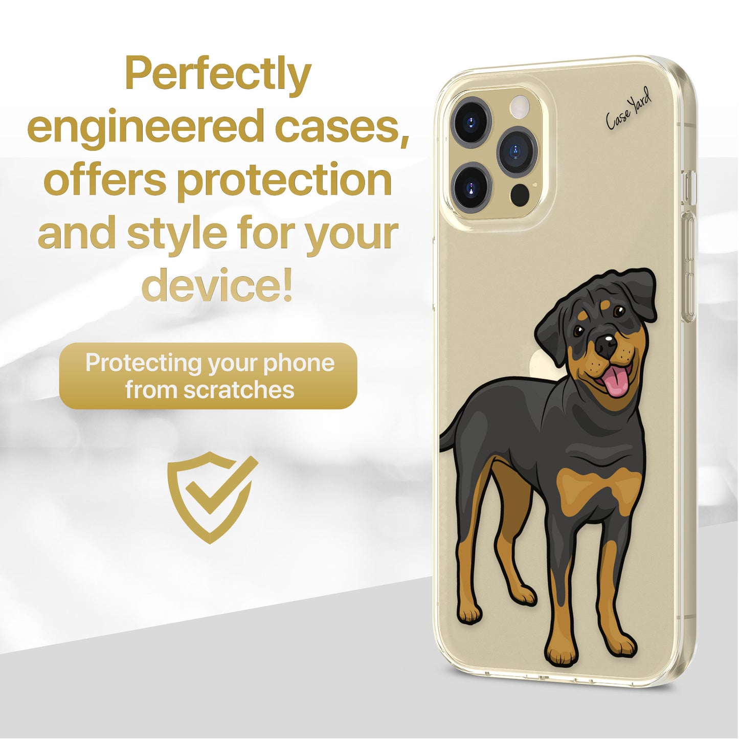 TPU Clear case with (Rottweiler) Design for iPhone & Samsung Phones