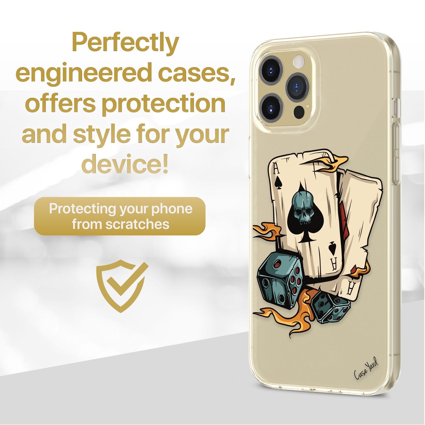 Skull Cards TPU Clear Phone Case for iPhone & Samsung Phones