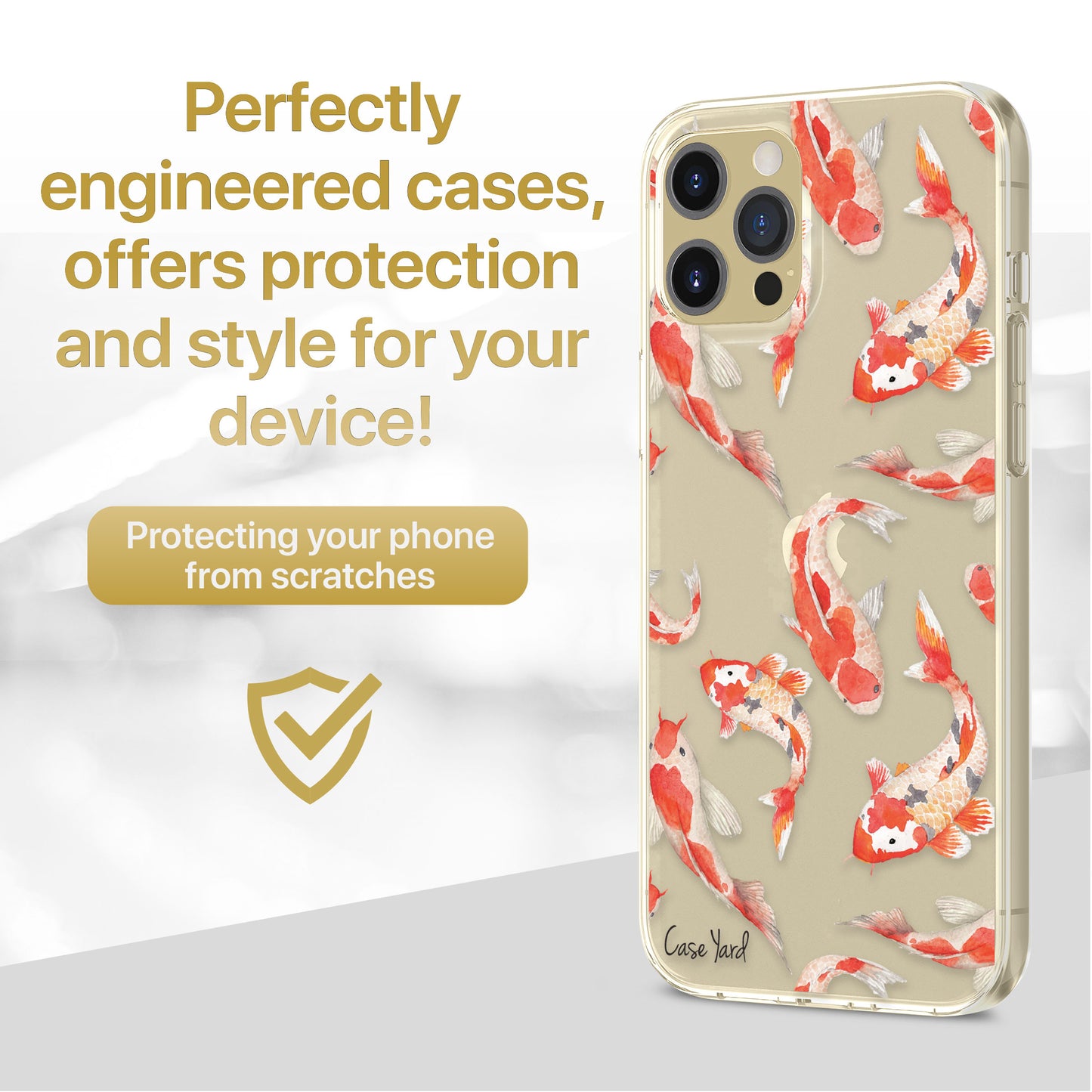 TPU Clear case with (Koi Fish Pond) Design for iPhone & Samsung Phones