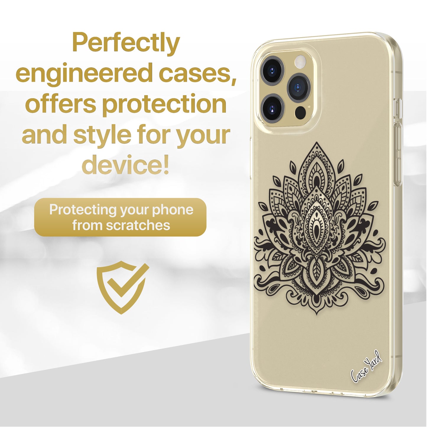 TPU Clear case with (Lotus Mandala) Design for iPhone & Samsung Phones