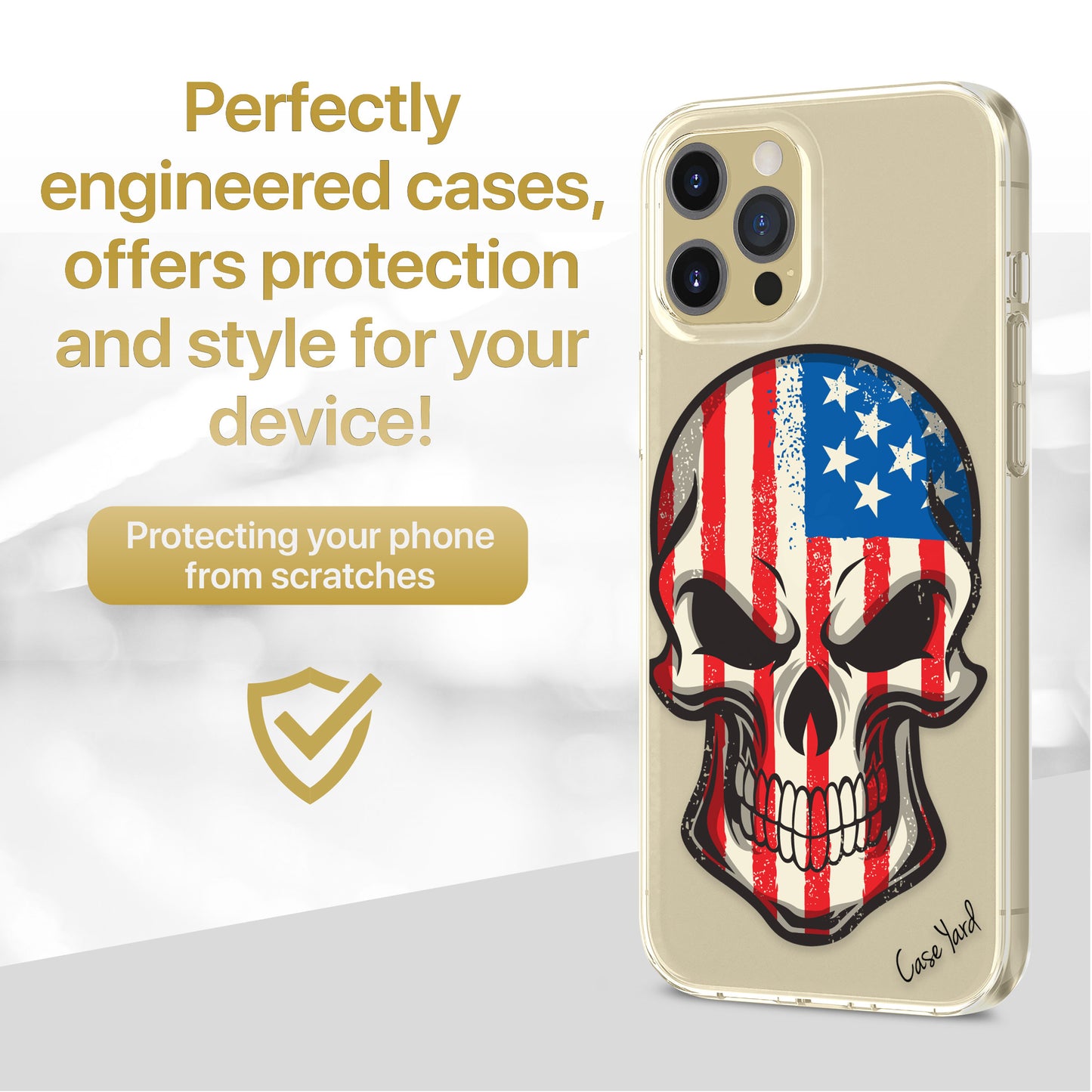 TPU Clear case with (US Skull) Design for iPhone & Samsung Phones