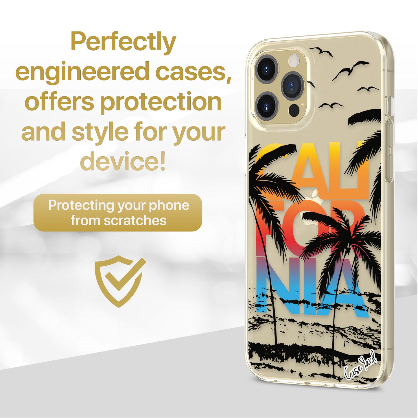 TPU Clear case with (California Sunset Palms) Design for iPhone & Samsung Phones