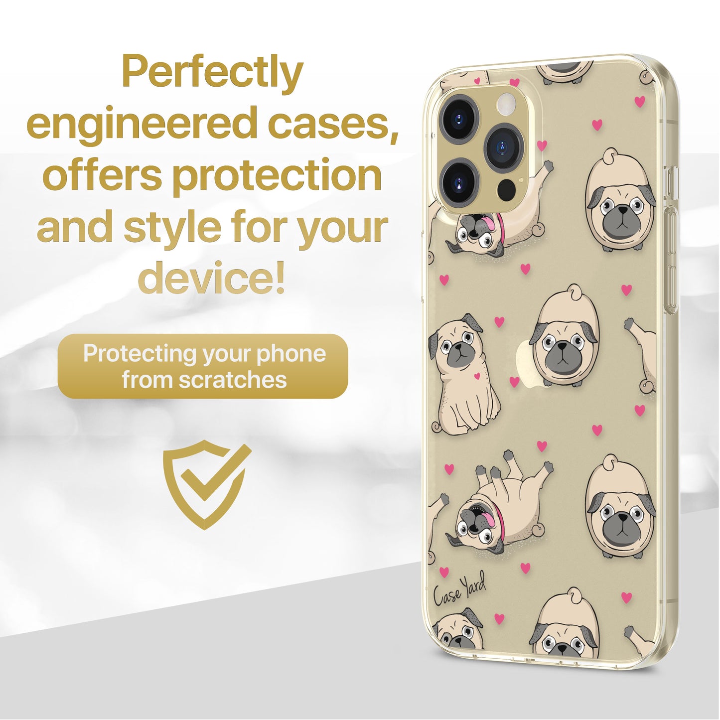 TPU Case Clear case with (Pug Pattern) Design for iPhone & Samsung Phones