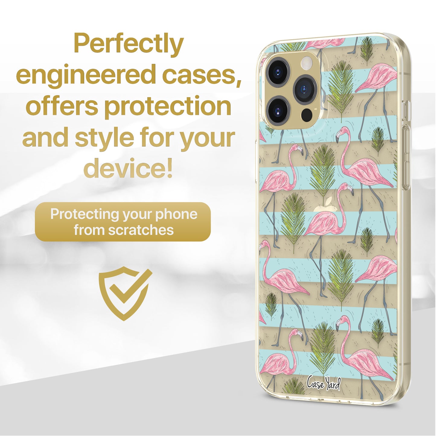 TPU Clear case with (Flamingo Stripes) Design for iPhone & Samsung Phones