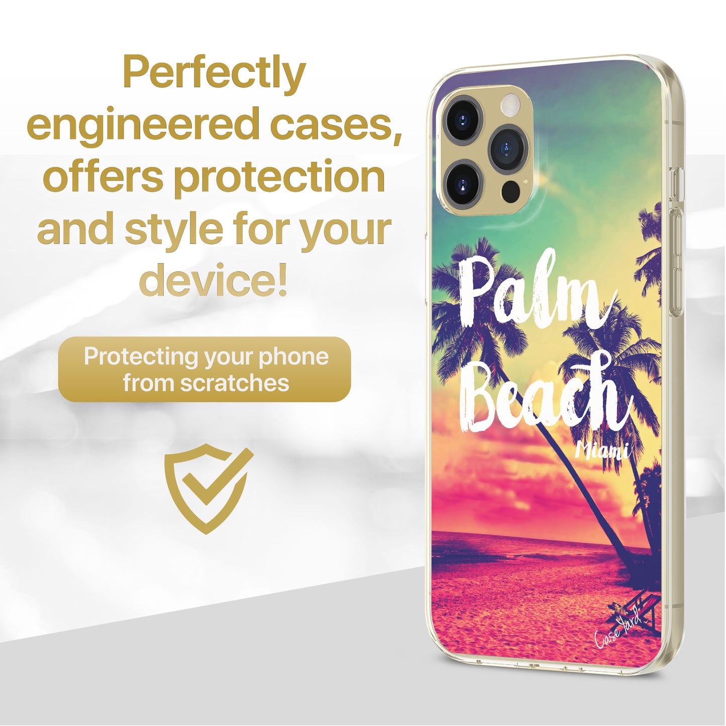 TPU Clear case with (Palm Beach) Design for iPhone & Samsung Phones