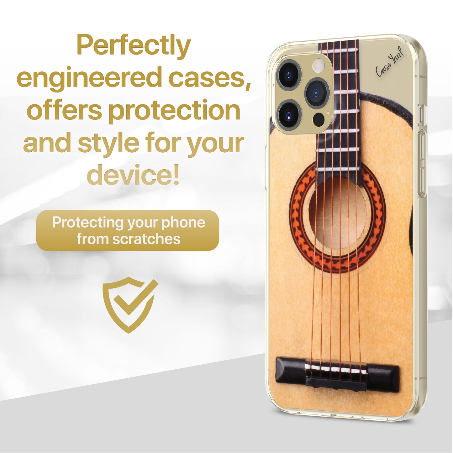 TPU Clear case with (Acoustic Guitar) Design for iPhone & Samsung Phones