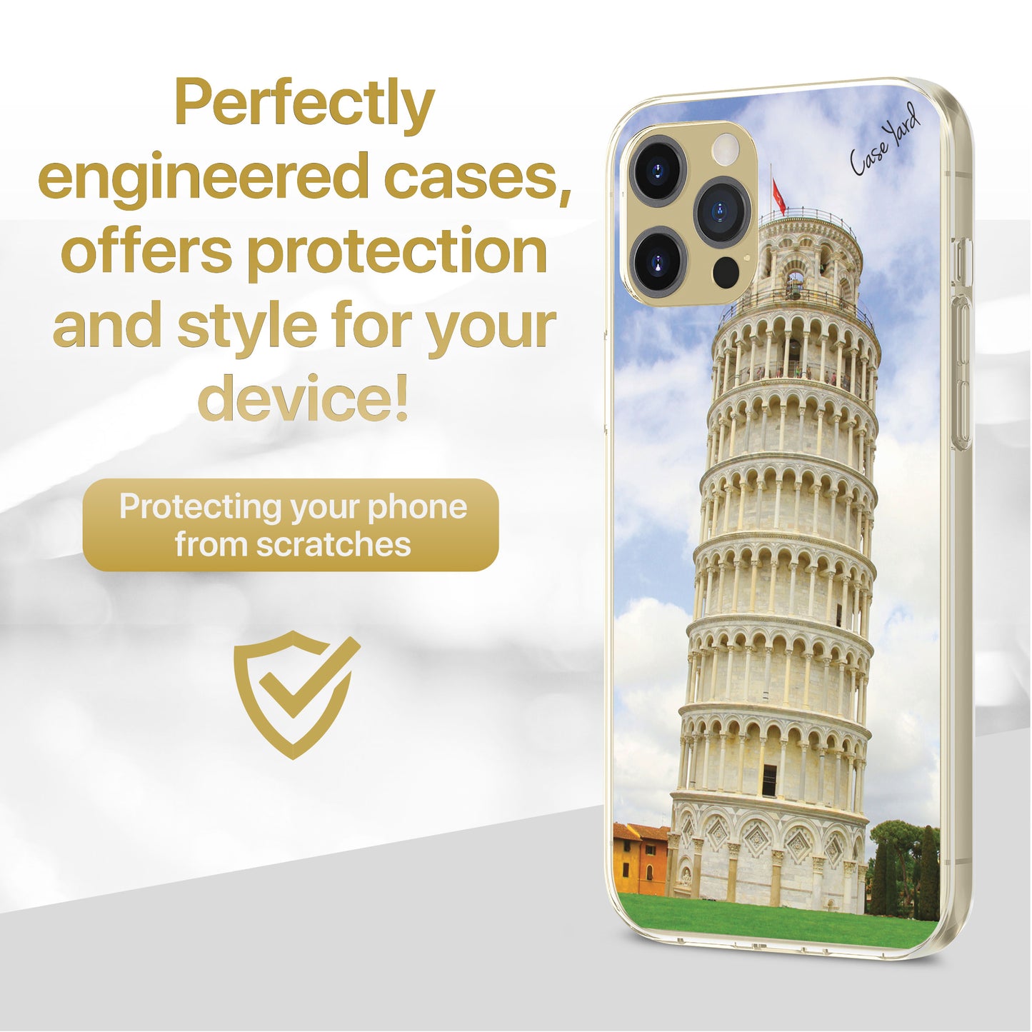 TPU Clear case with (Pisa Tower) Design for iPhone & Samsung Phones