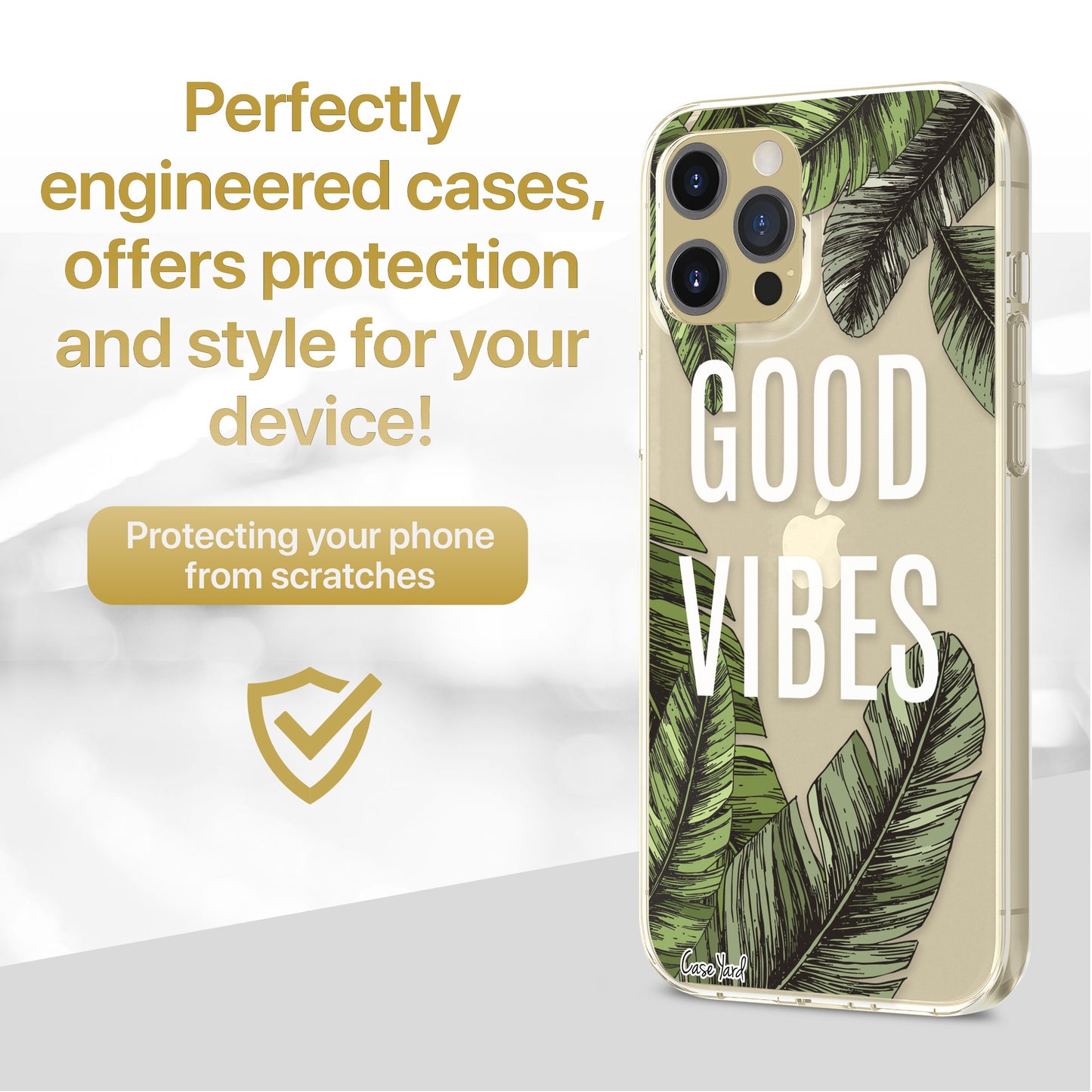 TPU Clear case with (Good Vibes) Design for iPhone & Samsung Phones