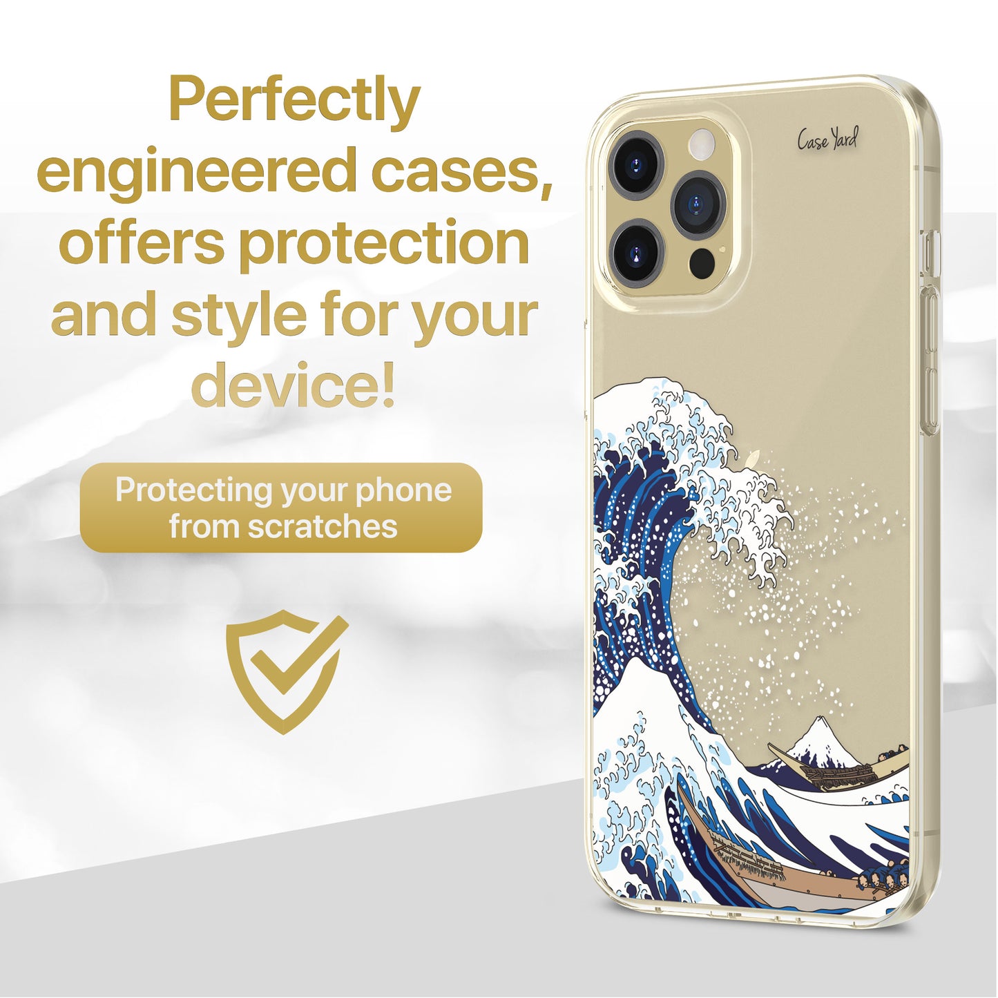 TPU Clear case with (Kanagawa Wave) Design for iPhone & Samsung Phones