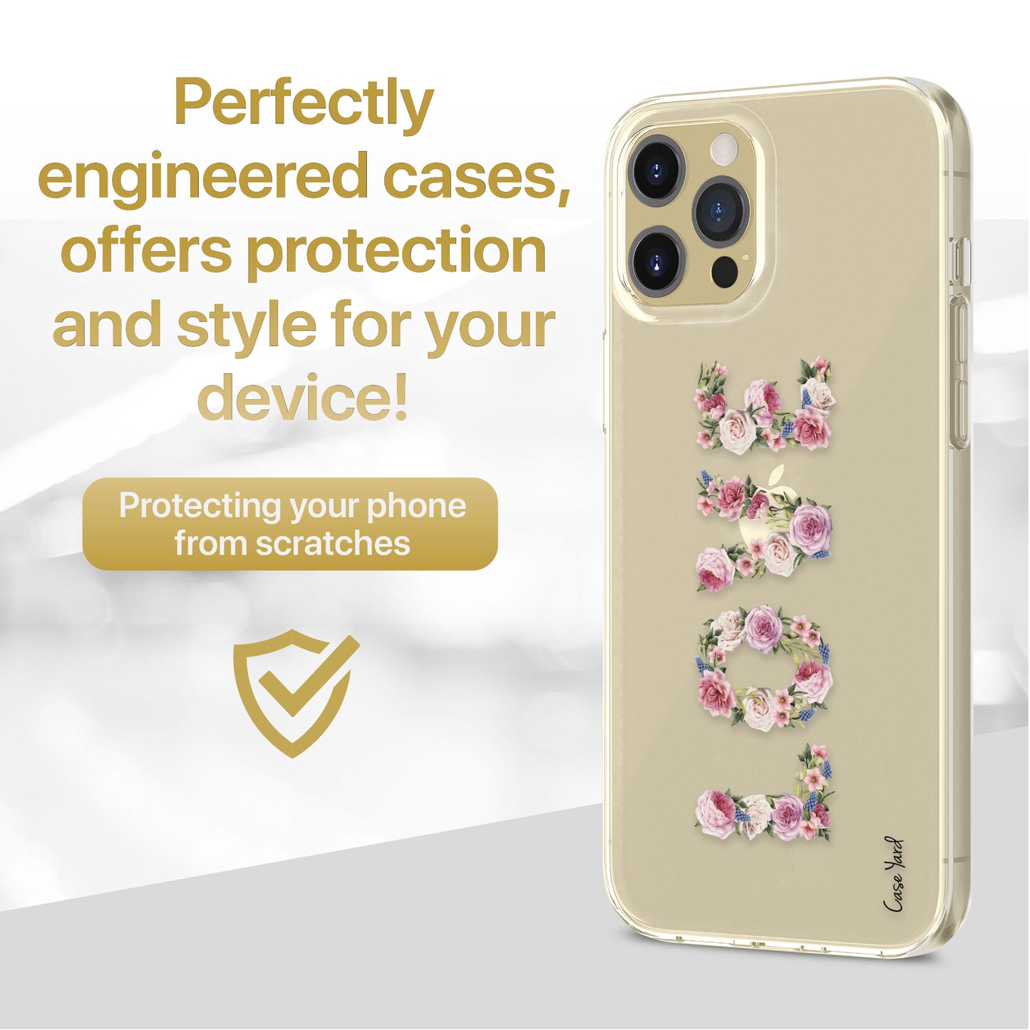 TPU Clear case with (Love Flower) Design for iPhone & Samsung Phones