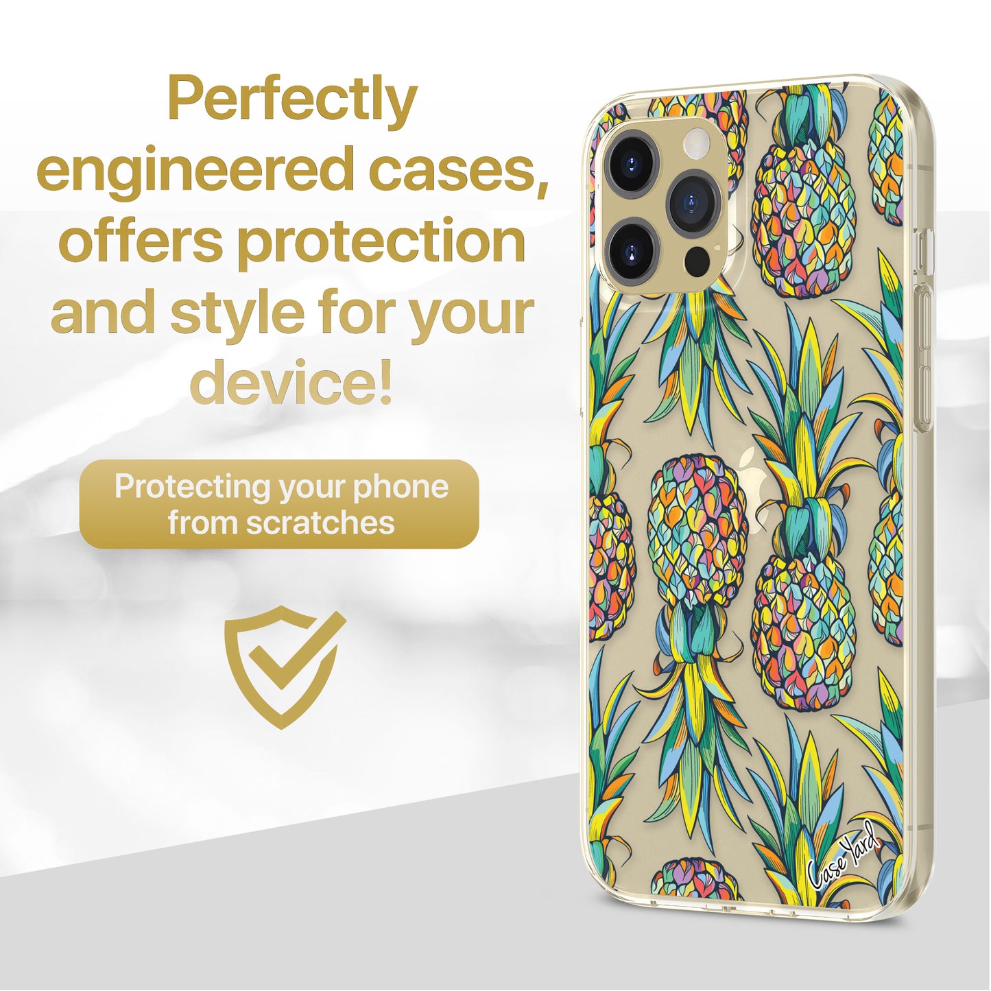 TPU Clear case with (Summer Pineapple) Design for iPhone & Samsung Phones