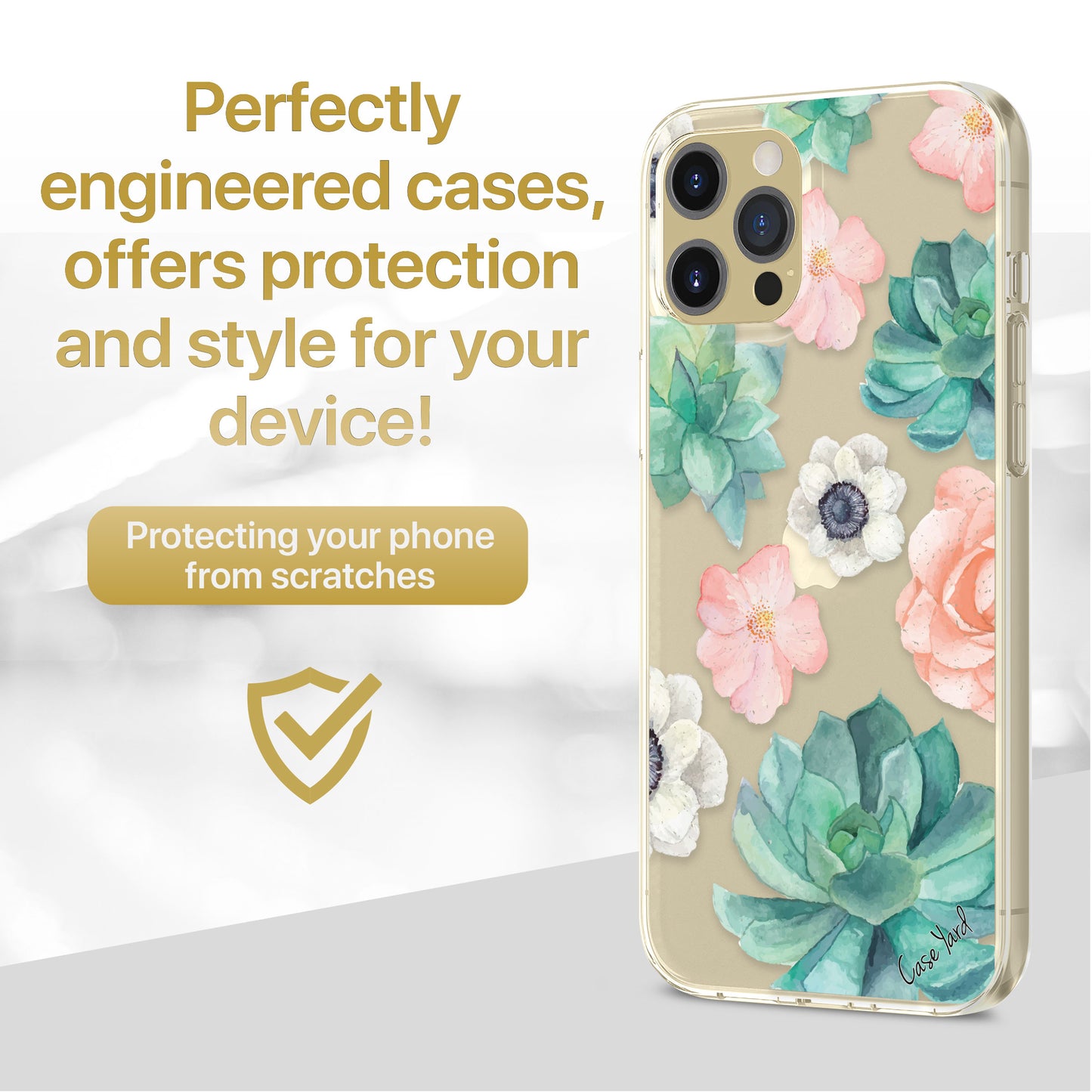 TPU Clear case with (Tropical Flowers) Design for iPhone & Samsung Phones