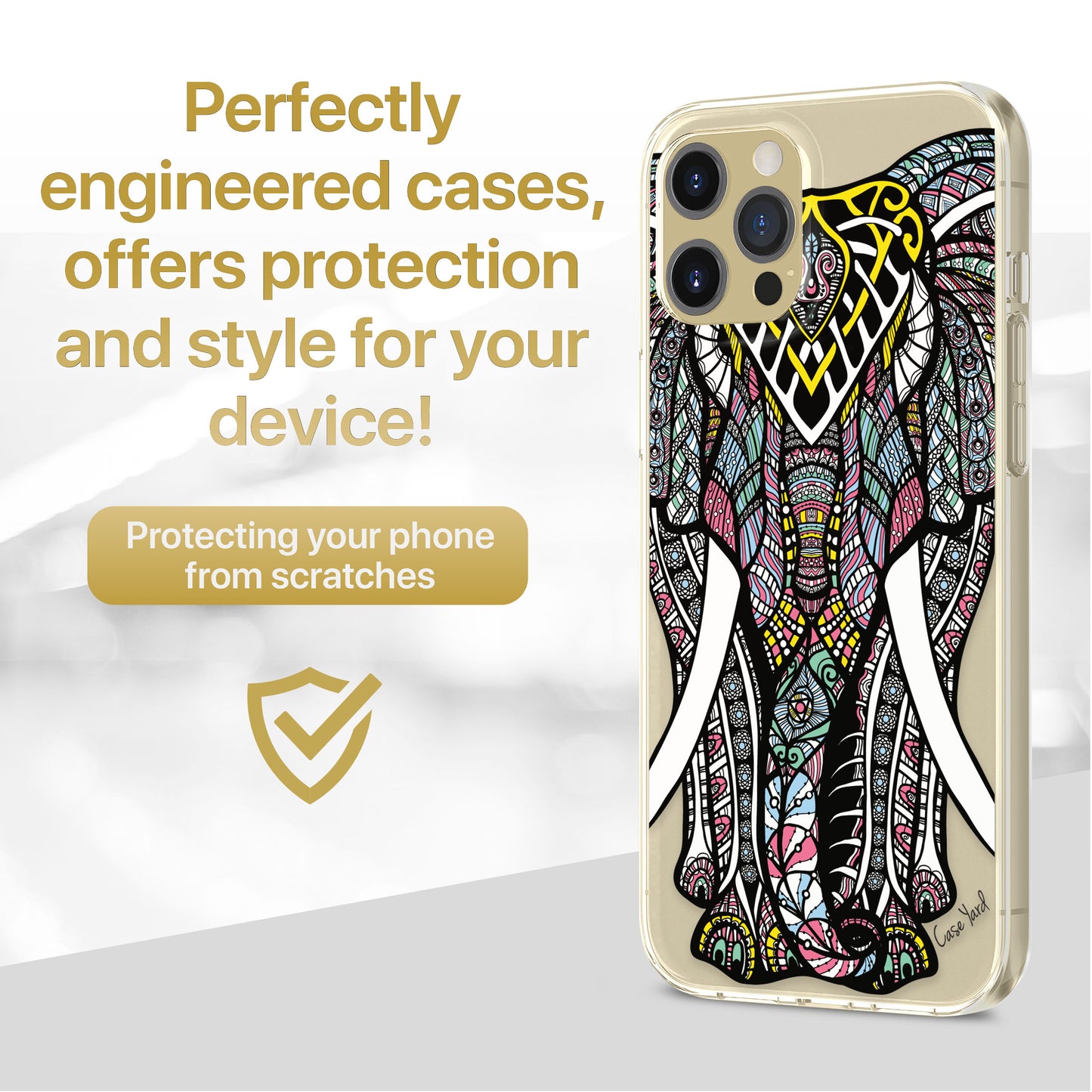 TPU Clear case with (Zen Elephant) Design for iPhone & Samsung Phones