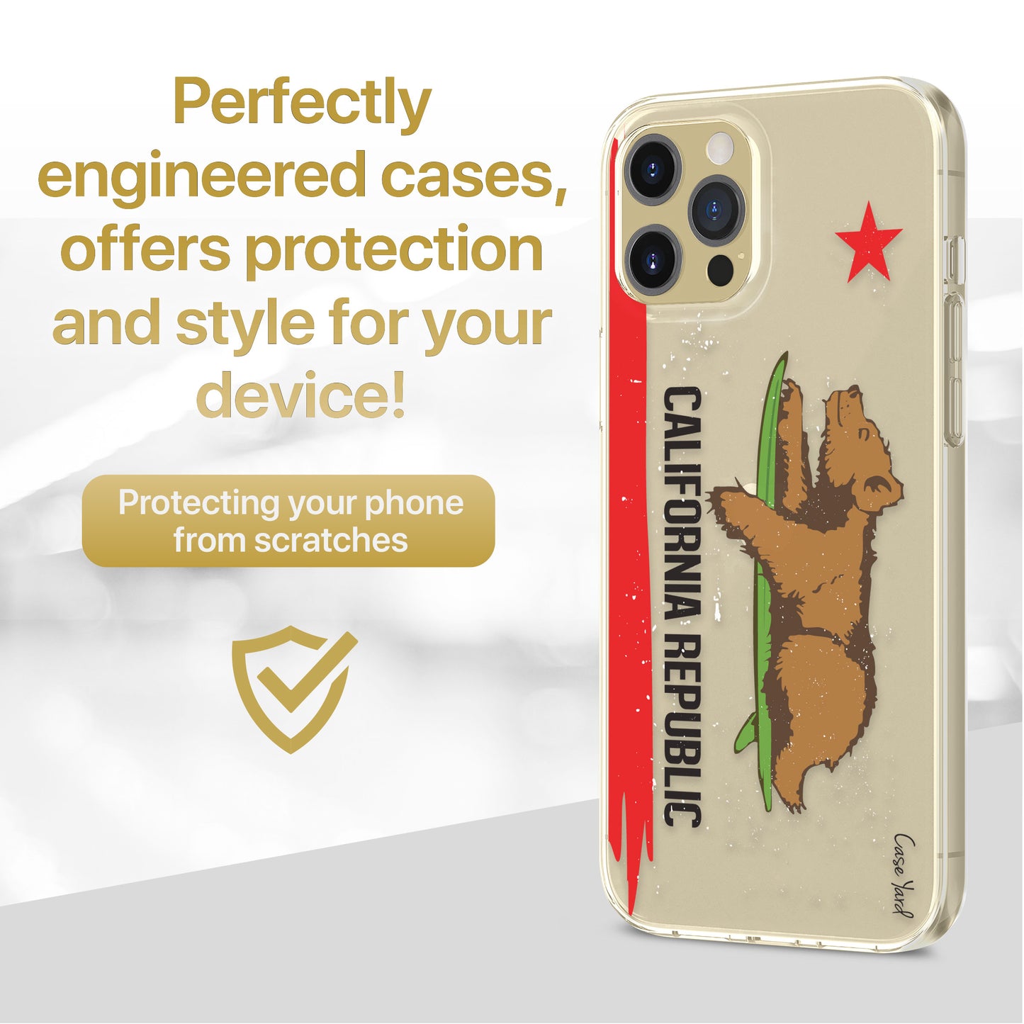 TPU Case Clear case with (Happy California Republic) Design for iPhone & Samsung Phones