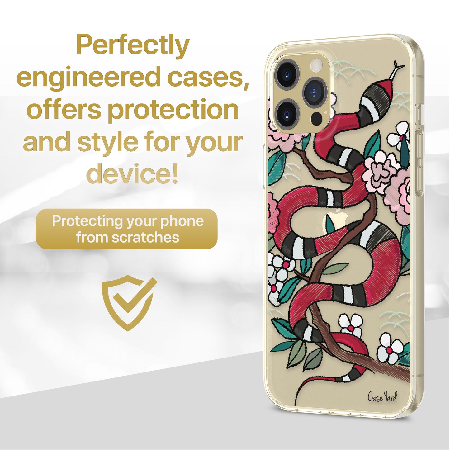 TPU Case Clear case with (Flower Snake) Design for iPhone & Samsung Phones