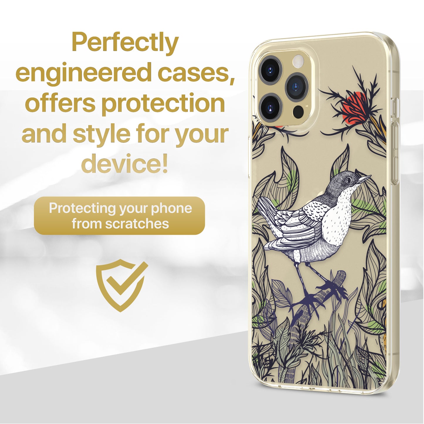 TPU Clear case with (A Little Bird) Design for iPhone & Samsung Phones