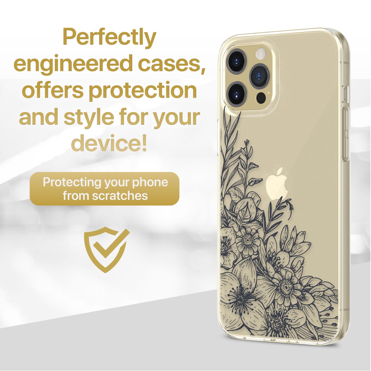 TPU Clear case with (Garden Flowers) Design for iPhone & Samsung Phones