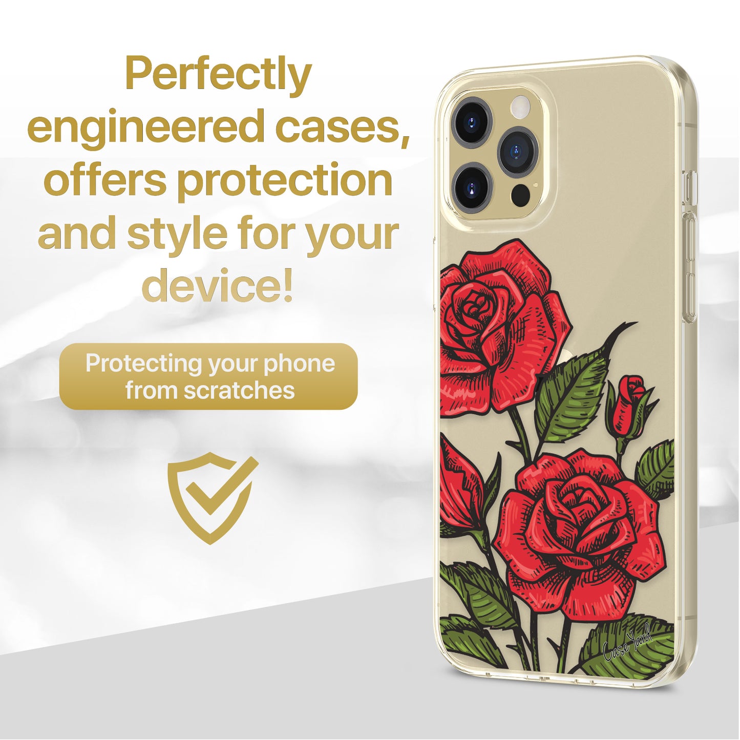 TPU Clear case with (Rose Bouquet) Design for iPhone & Samsung Phones