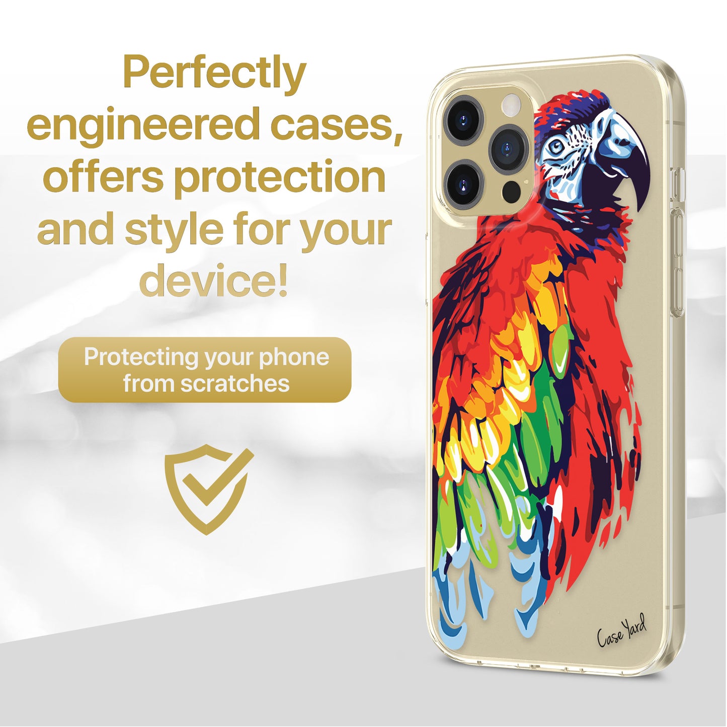 TPU Clear case with (Watercolor Macaw) Design for iPhone & Samsung Phones