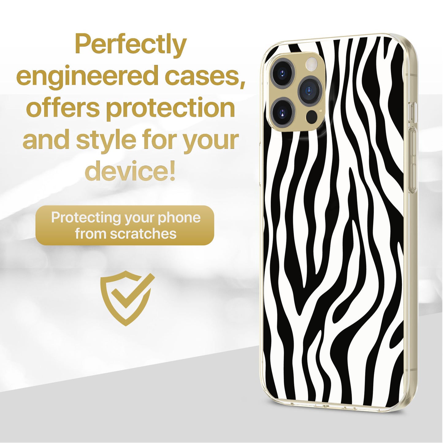 TPU Clear case with (Zebra ) Design for iPhone & Samsung Phones