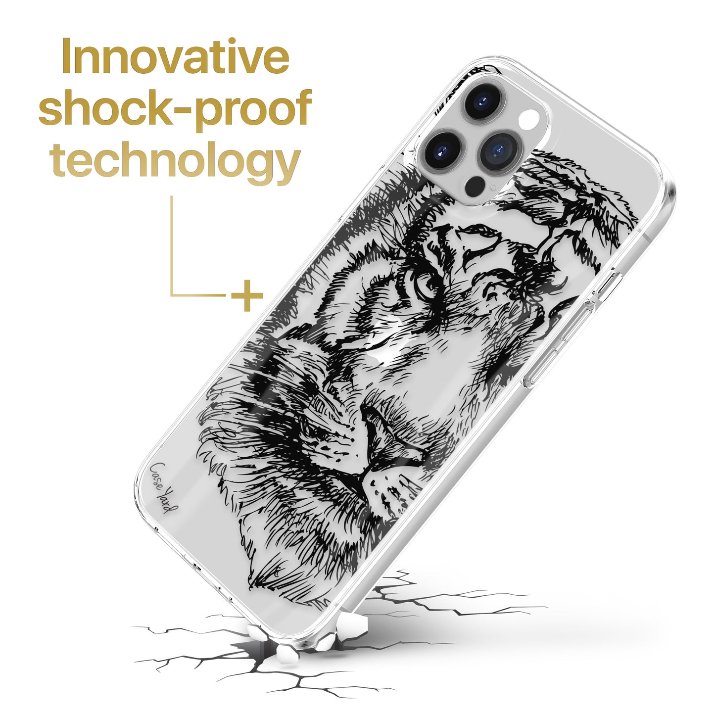 TPU Clear case with (Tiger Sketch) Design for iPhone & Samsung Phones