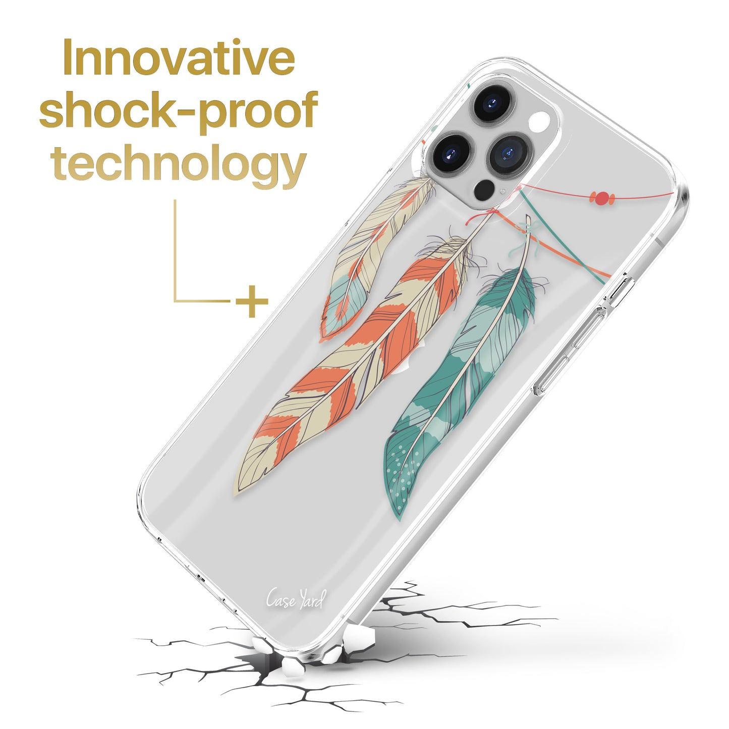 Colored Feather TPU Clear Phone Case for iPhone & Samsung Phones