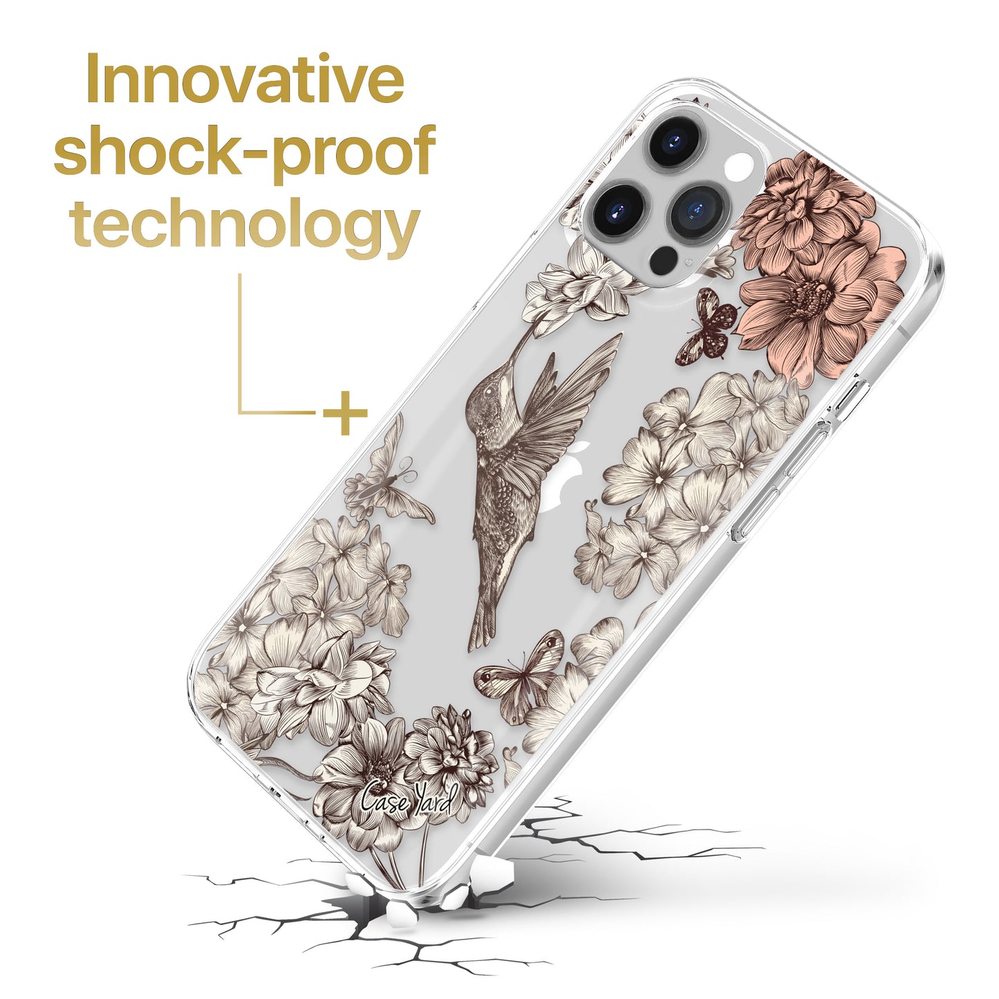 TPU Clear case with (Vintage Hummingbird ) Design for iPhone & Samsung Phones