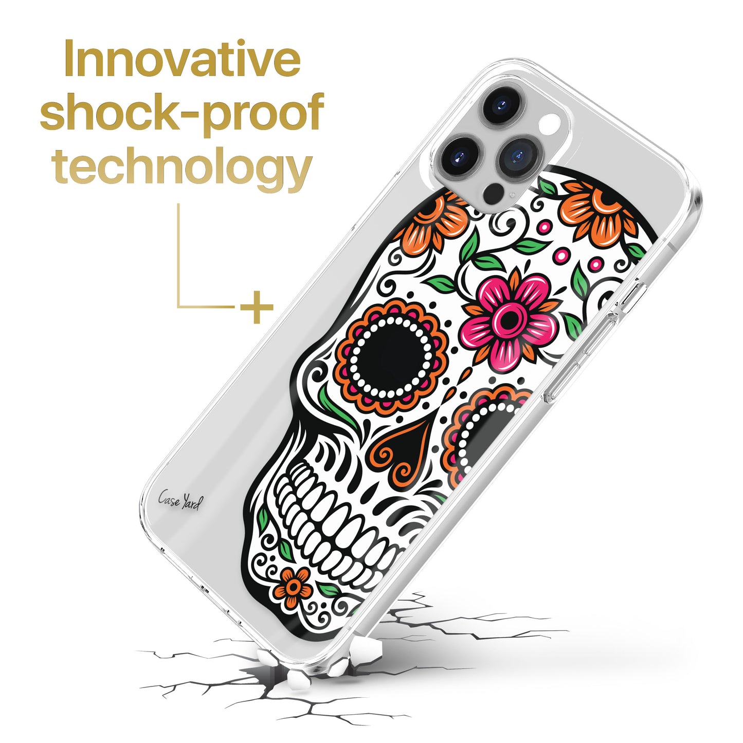 Color Sugar Skull TPU Clear Phone Case for iPhone & Samsung Phones