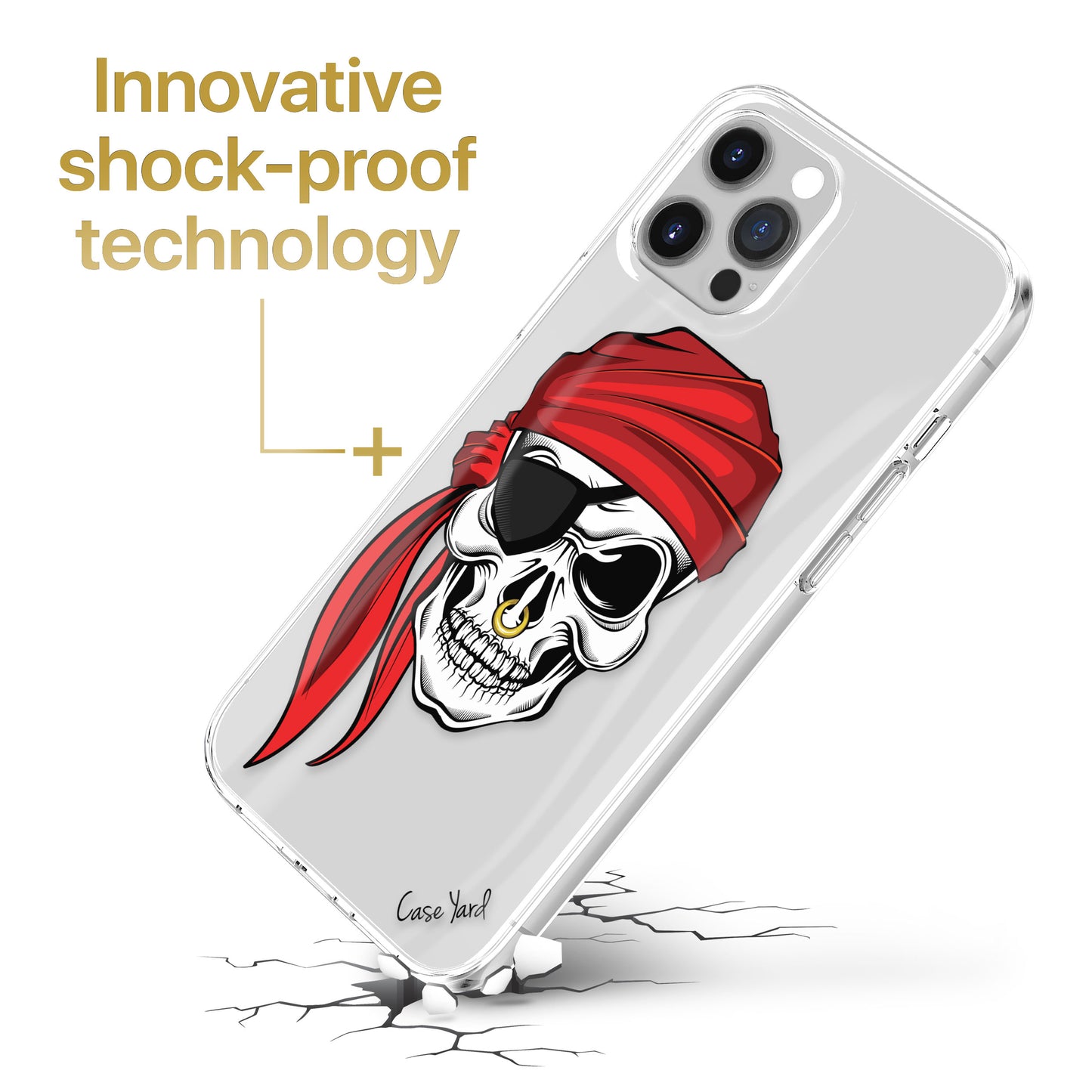 TPU Case Clear case with (Pirate Skull) Design for iPhone & Samsung Phones