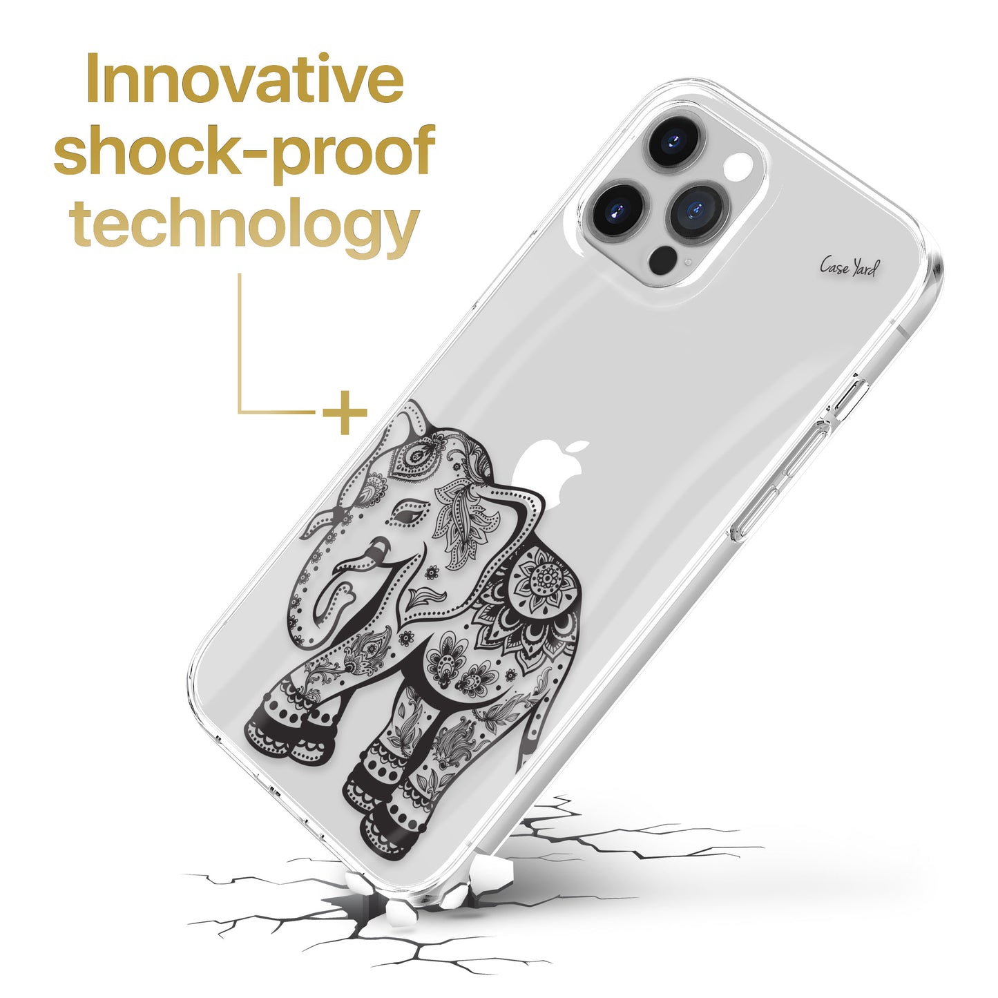 TPU Clear case with (Elephant 2) Design for iPhone & Samsung Phones
