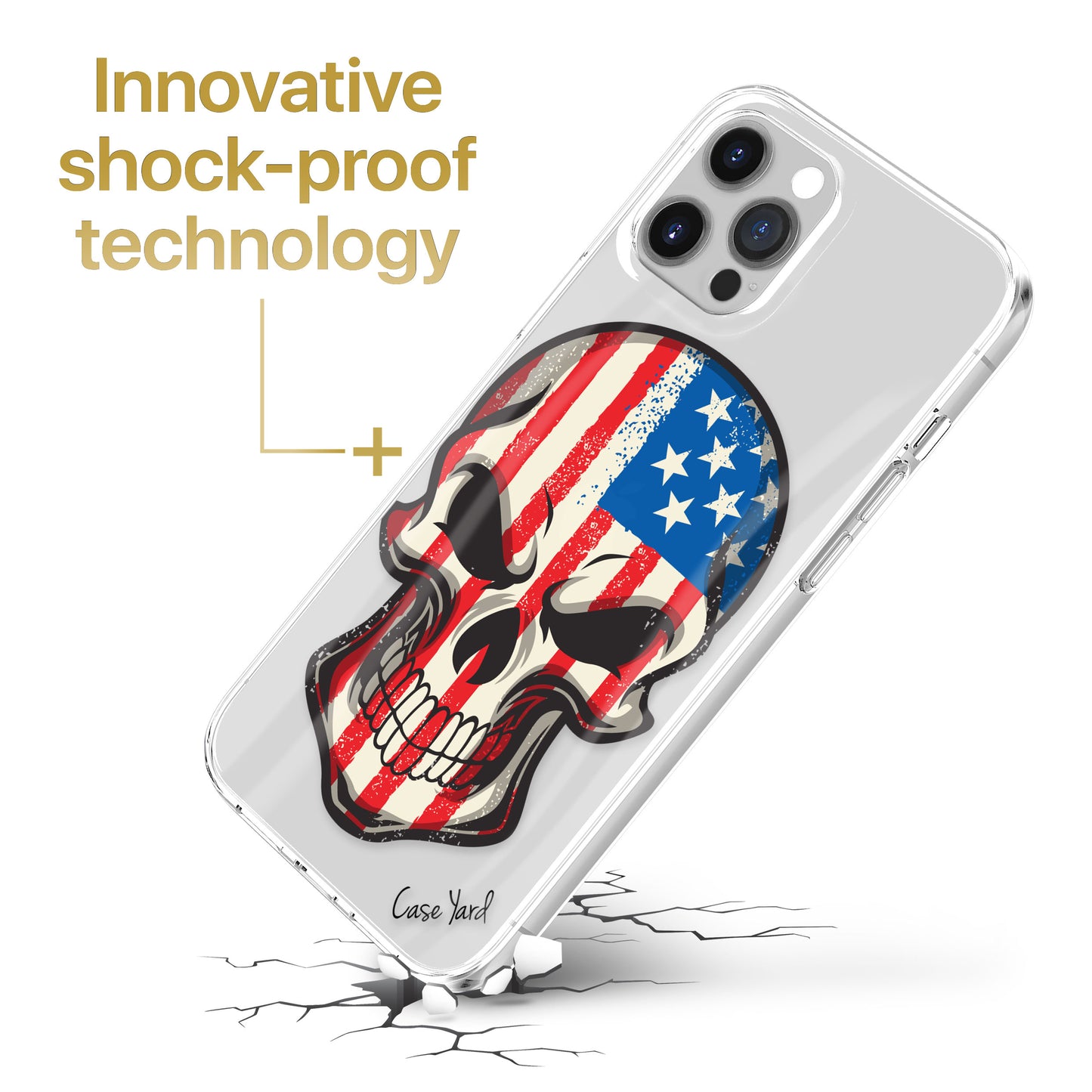 TPU Clear case with (US Skull) Design for iPhone & Samsung Phones