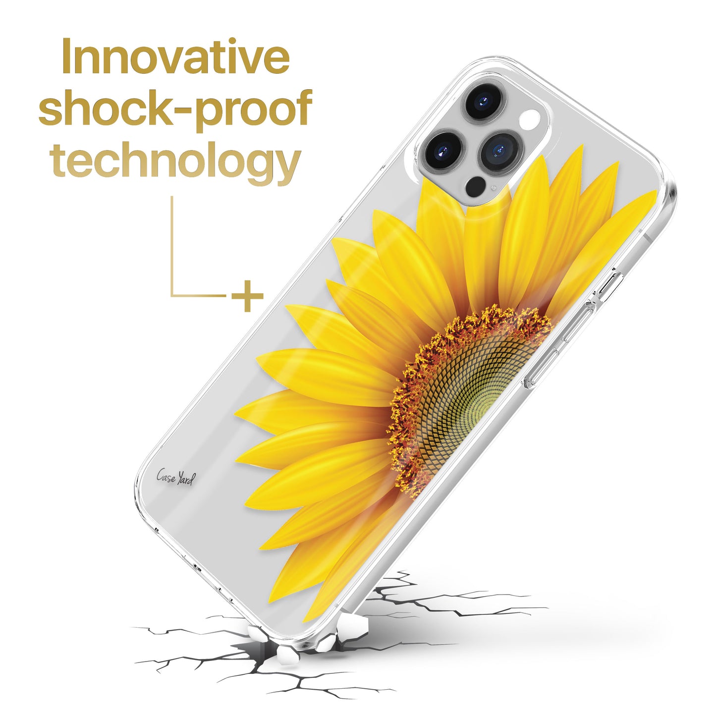 TPU Clear case with (Half Sunflower) Design for iPhone & Samsung Phones