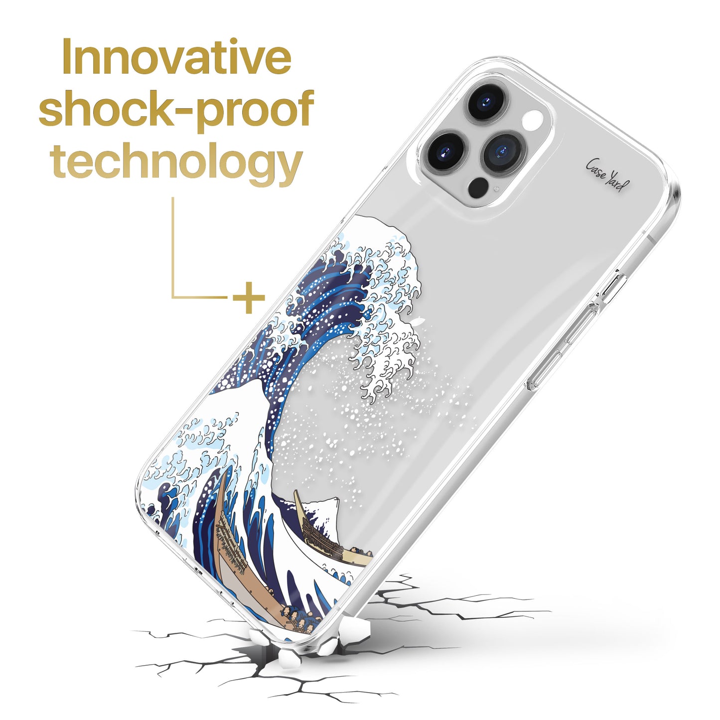 TPU Clear case with (Kanagawa Wave) Design for iPhone & Samsung Phones
