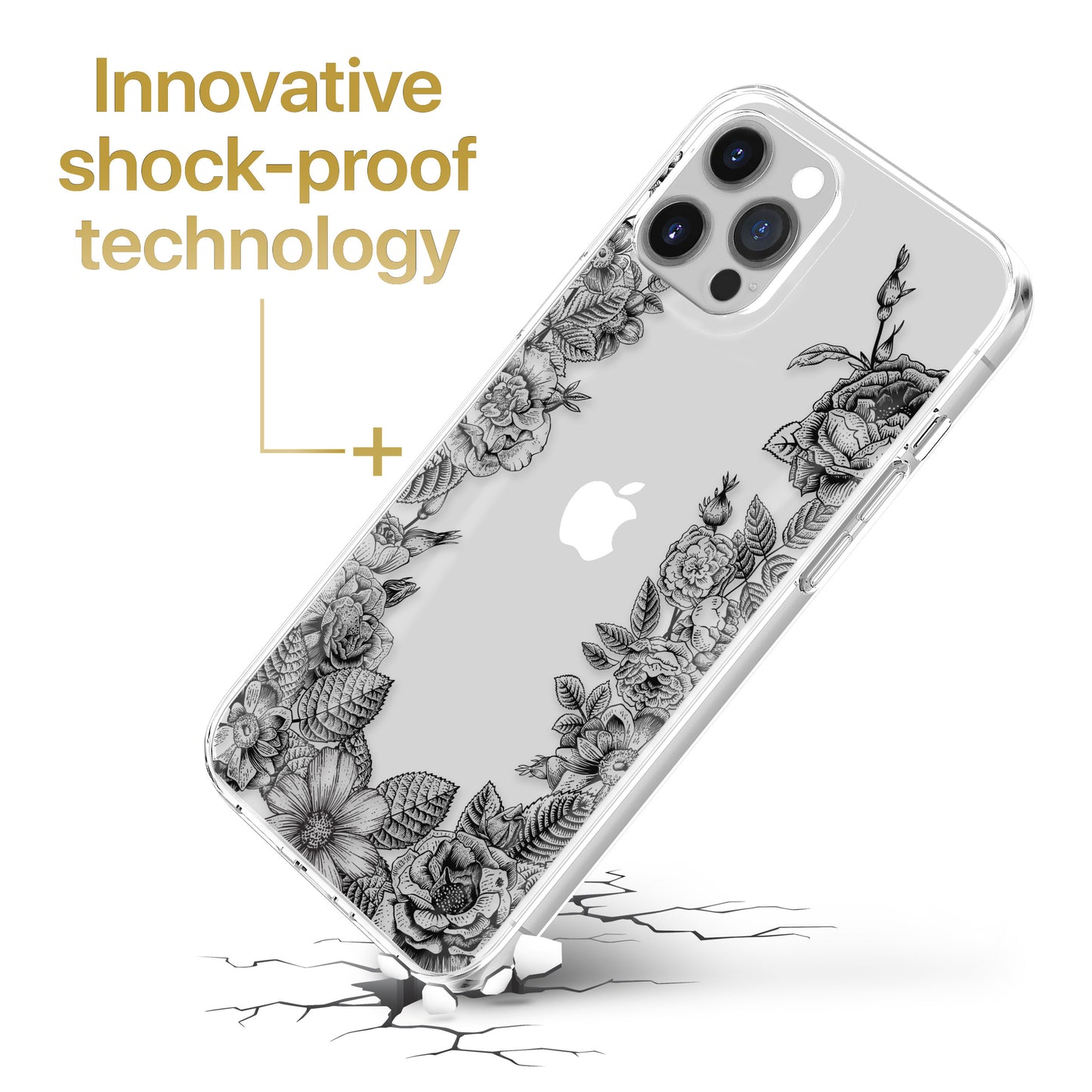TPU Clear case with (Vintage Flowers) Design for iPhone & Samsung Phones